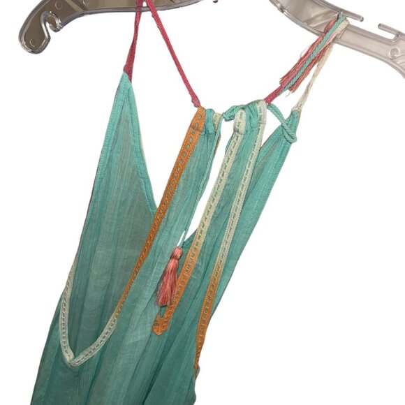 Z&L turquoise orange tie dye trim tassel tunic cover up dress bohemian m… - Picture 3 of 6